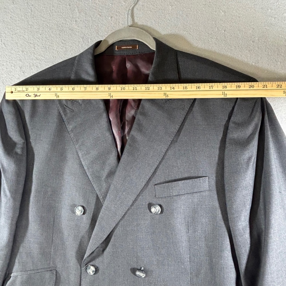 Peter Millar Mens Double Breasted Blazer Charcoal Gray Wool Peak Lapel Jacket - Picture 13 of 16